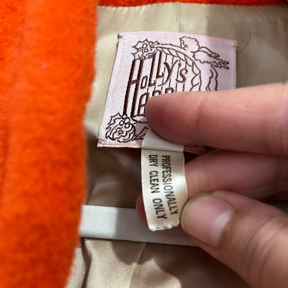 Holly’s Harp Vintage 70s Orange “Wool” Coat with‎ Oversized Black Buttons Sz. S - Picture 6 of 12